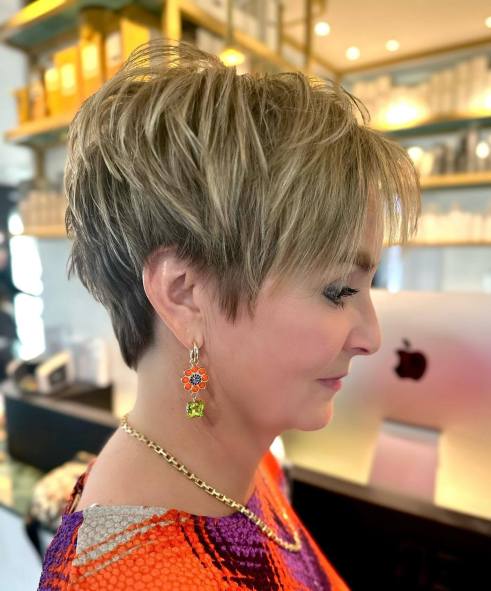 Over 50 Long Choppy Straight Pixie