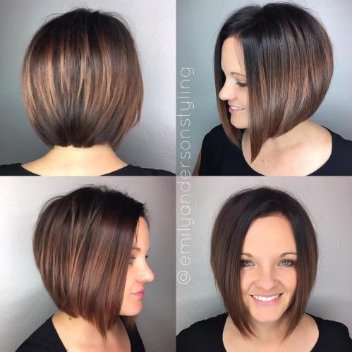 angled brunette bob