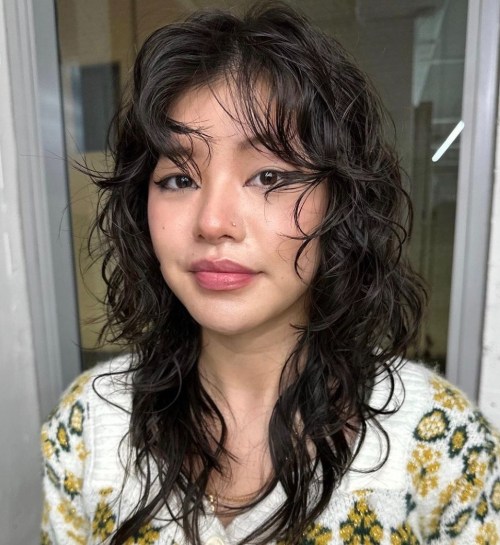 Medium to Long Wavy Wolf Haircut