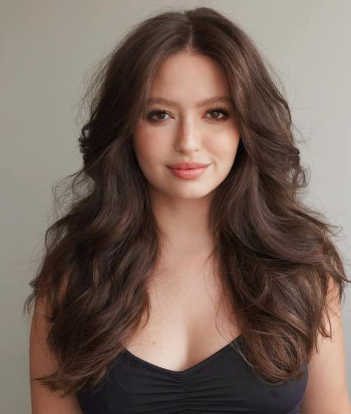 Soft Long Layered Hairstyle for Round Faces