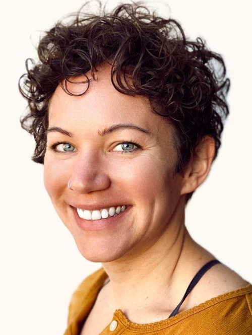 Short Curly Pixie on Brunette Hair Cute Curly Pixie