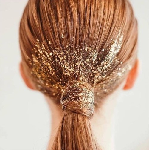 Sparkly Low Ponytail