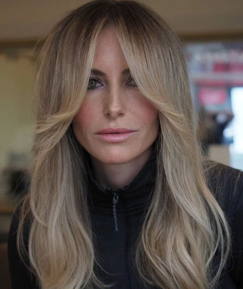 Long Straight Curtain Bangs For Square Faces