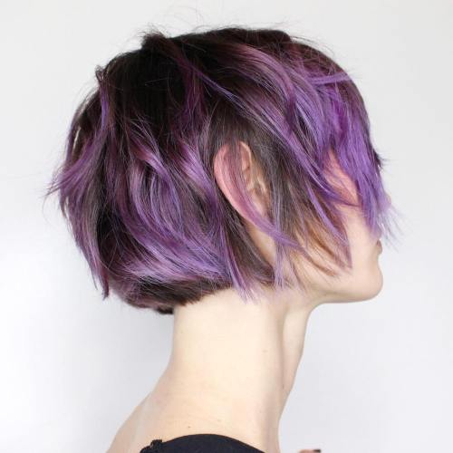 Short Choppy Purple Balayage Style