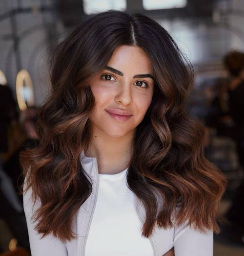 Black Brown Hair with Auburn Money Piece and Ends