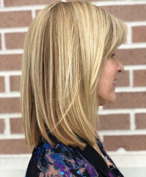 Straight Lob with Natural Highlights Straight Lob with Tiny Highlights