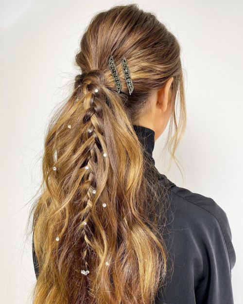 Hairstyle With Random Large Glitters