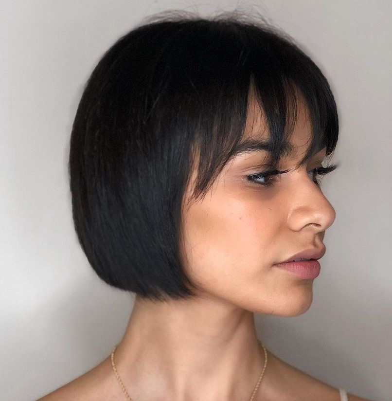 Eye Skimming Bangs Micro Bob with Eyebrow Grazing Bangs