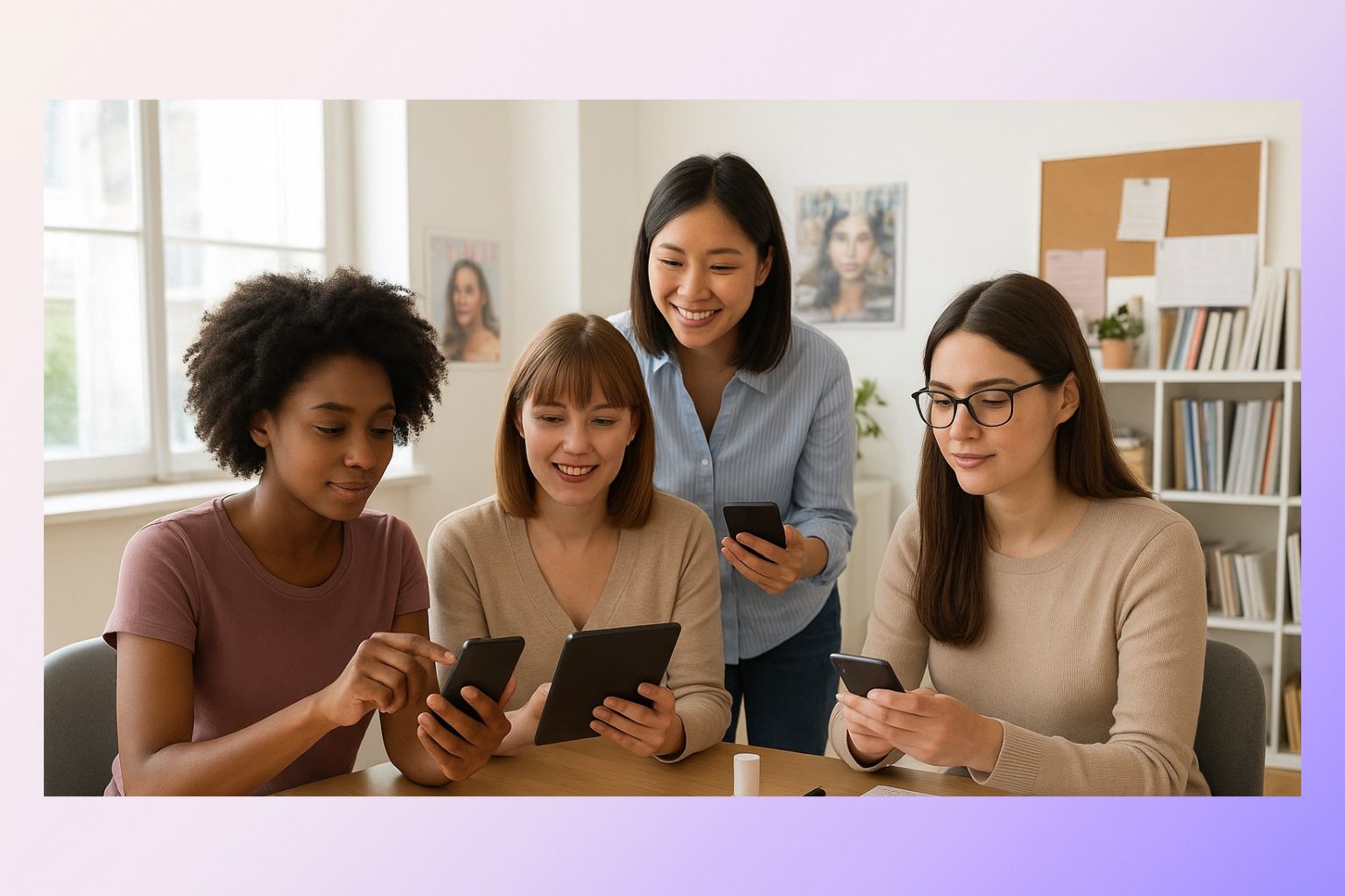 Beauty AI Apps Testing Process Behind-Scenes Photo of Editors Testing Best Apps for Women