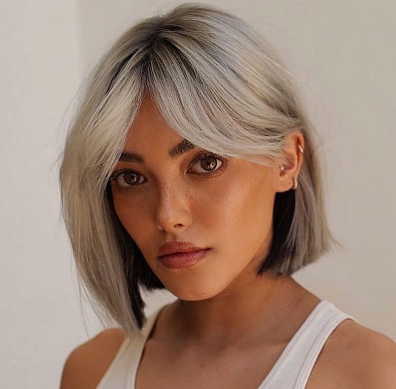 Chic and Sleek Framing Bangs Smooth Curtain Bangs for Blunt Bob