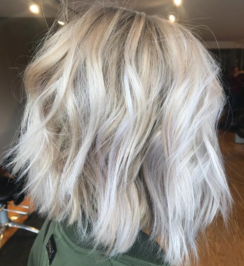Choppy Ash Blonde Lob
