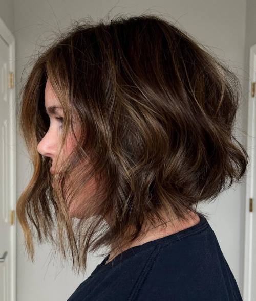 Inverted Choppy Bob with Messy Waves