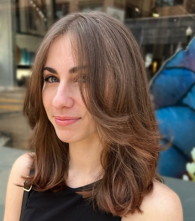 Shoulder-Length Feathered Haircut