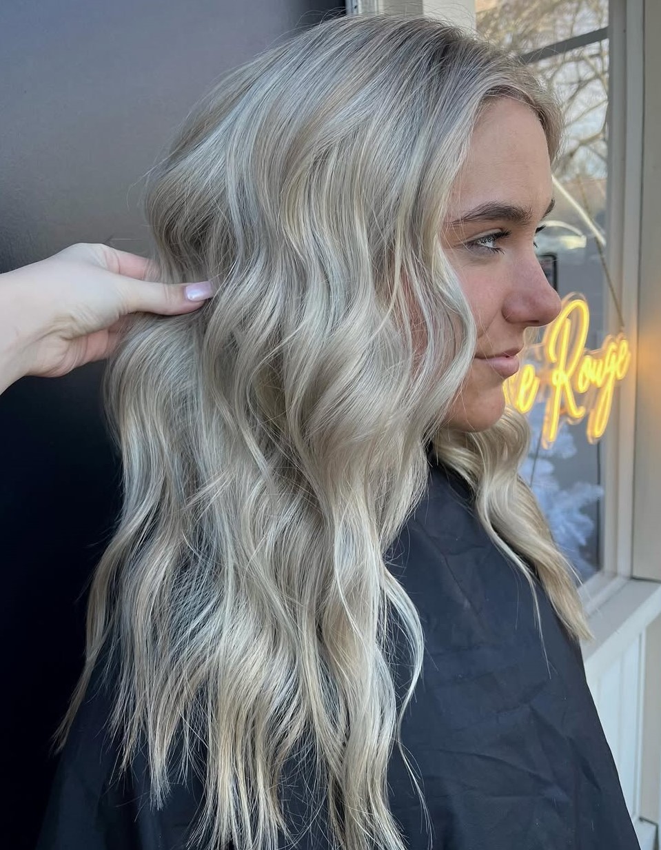 Striking Icy Blonde Balayage
