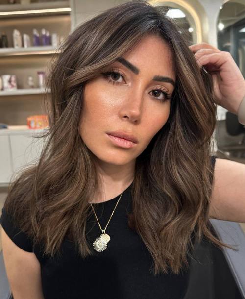 Armpit Length Shag with Long Curtain Bangs