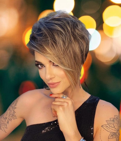 Feathered Bixie with One Side Longer