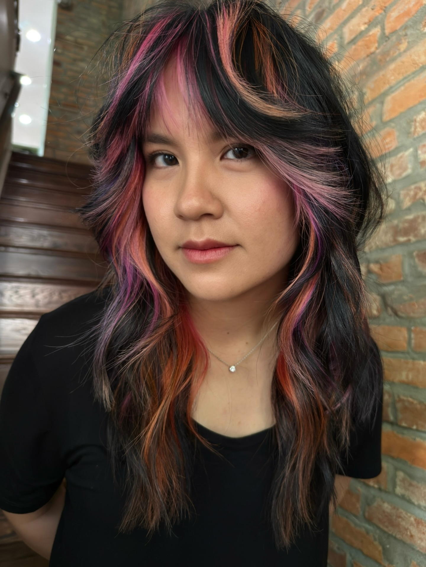 Dark Wolf Cut with Purple Streaks