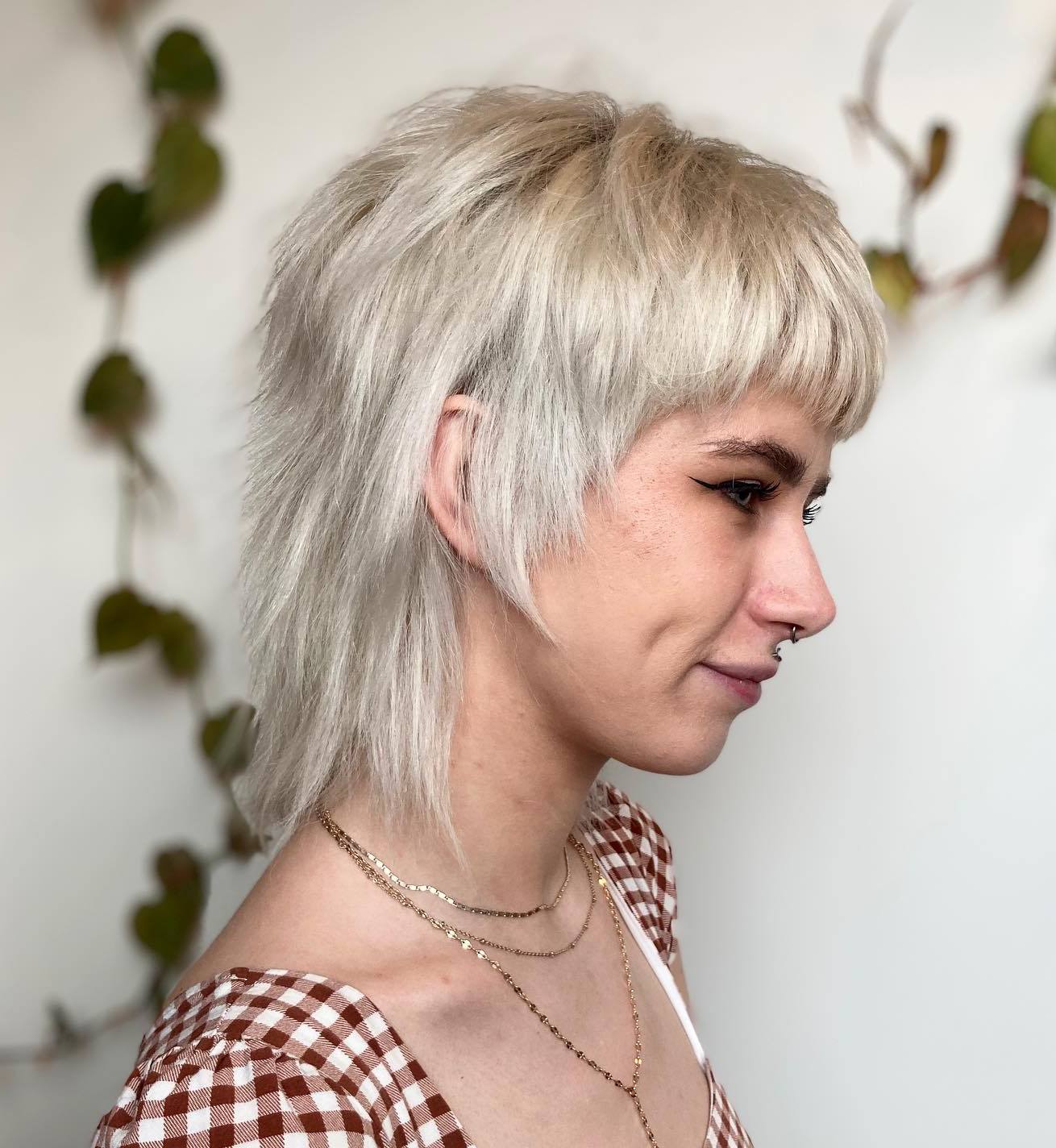 Platinum Wolf Style with Razor Cut Layers Platinum Blonde Textured Wolf Cut