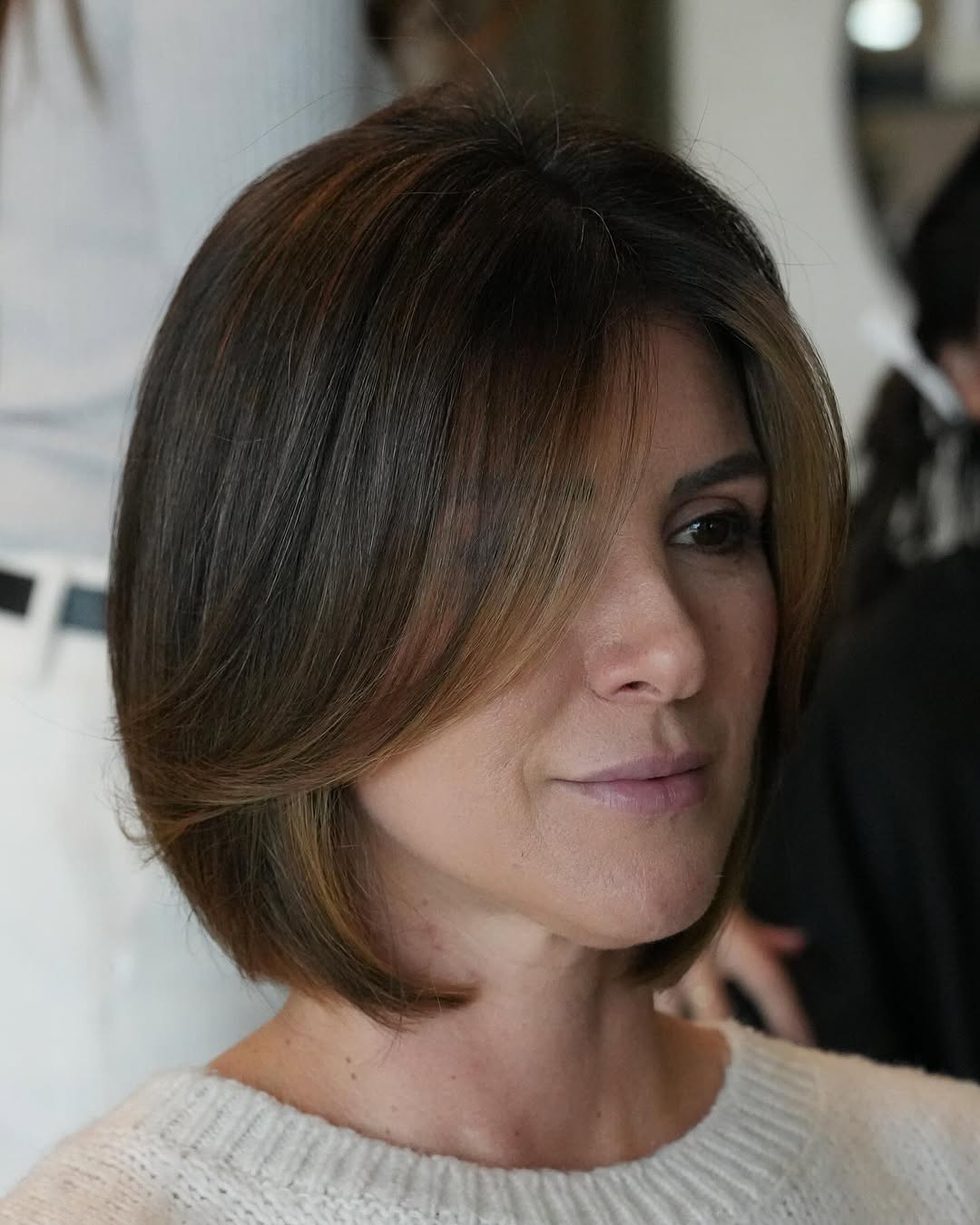 Cropped Bob Cut with Curtain Bangs