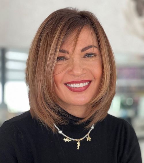 Modern Rachel Cut Youthful Layered Lob Cut