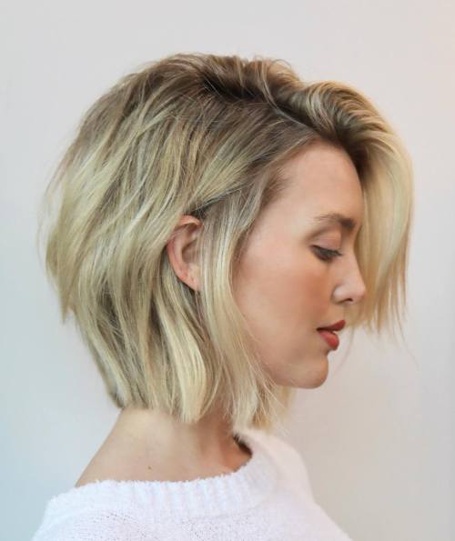 Tapered Blunt Bob with Choppy Layers