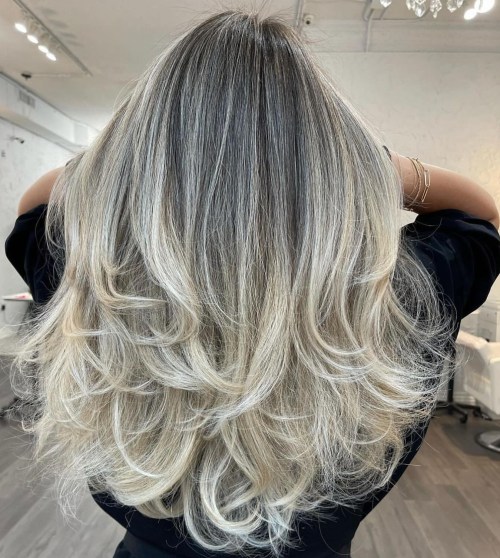 Two Tier Dirty Blonde Balayage Hairstyle
