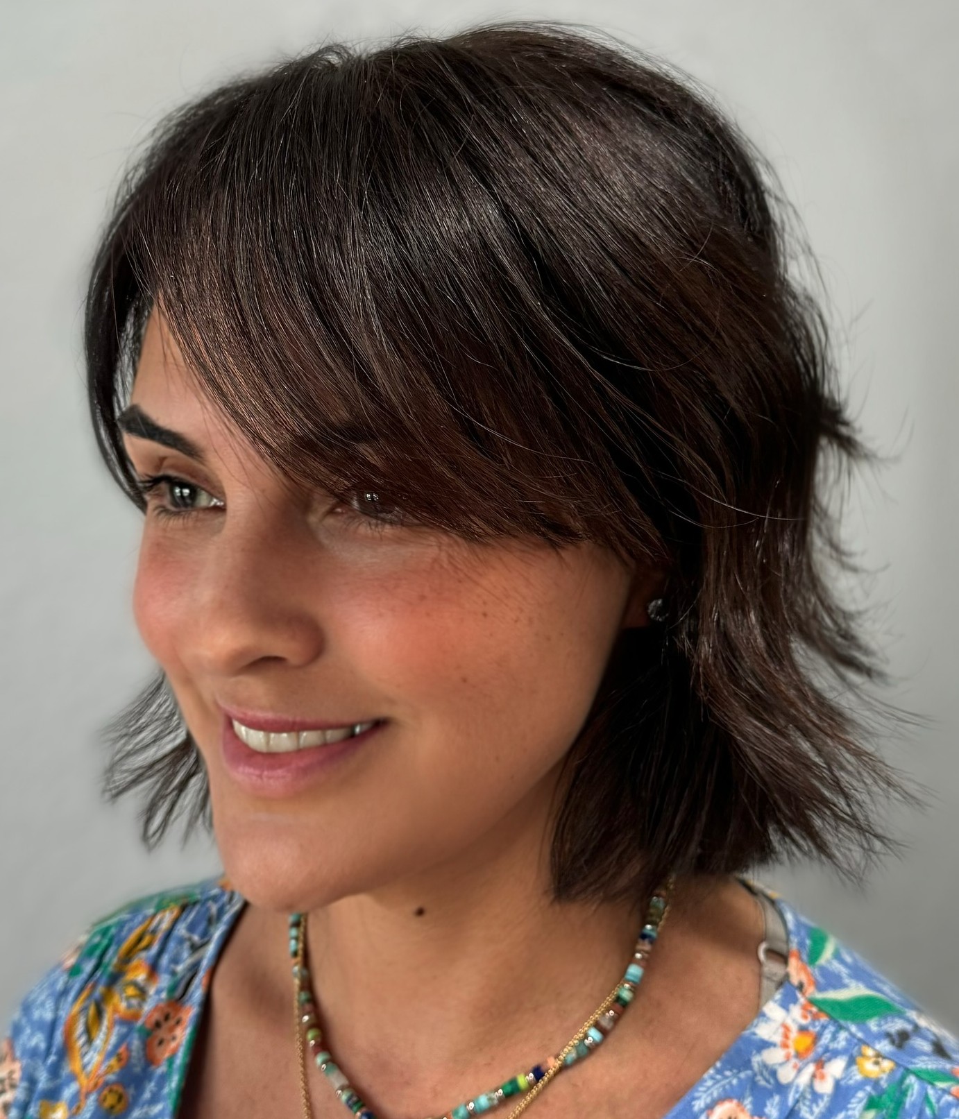 Layered Bob with a Side Bang