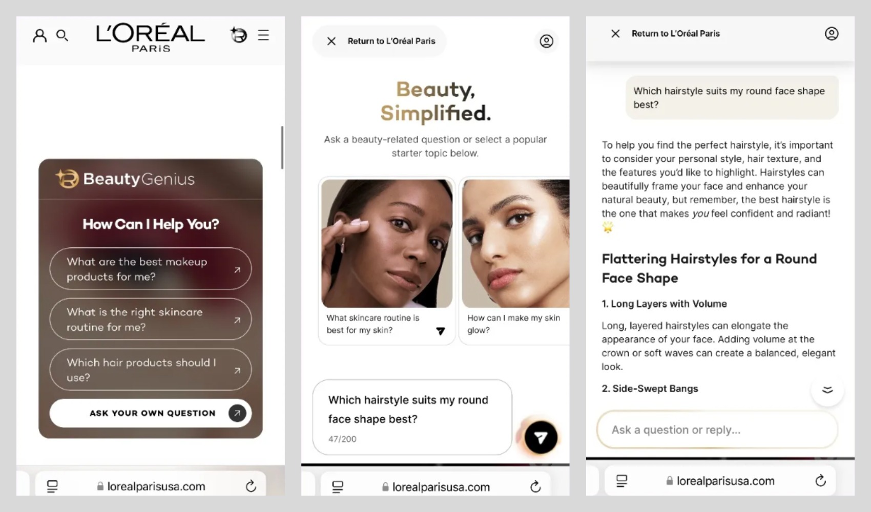 LOreal Beauty App Interface and Instructions