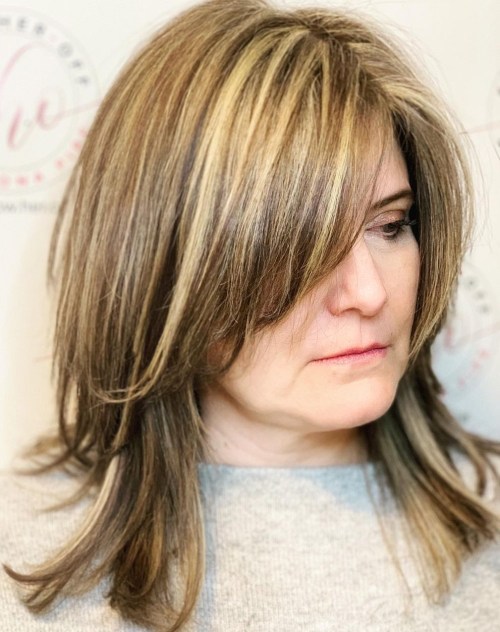 Medium Length Layered Hair Medium Length Cut with Front Layers and Highlights