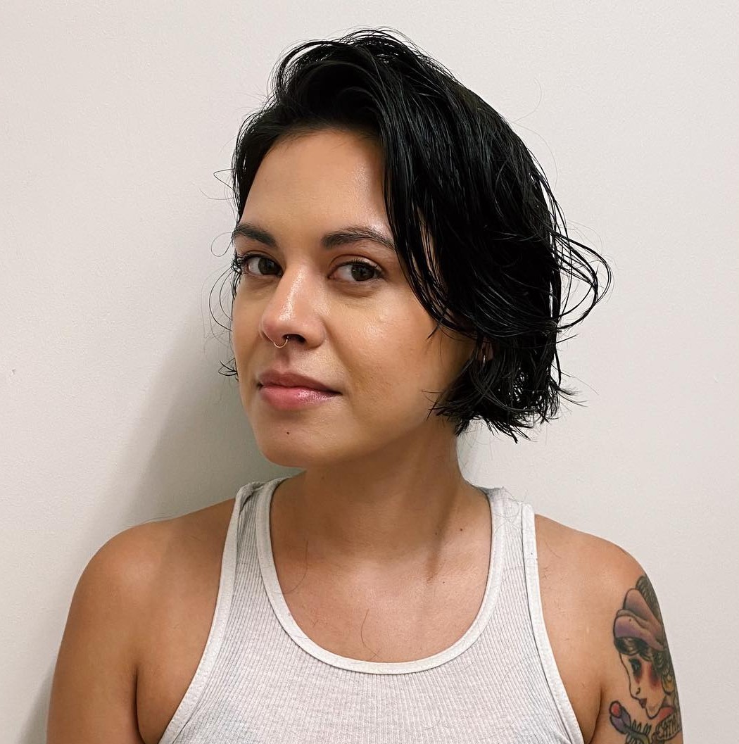 Comb Over Wet Bob for Thick Hair