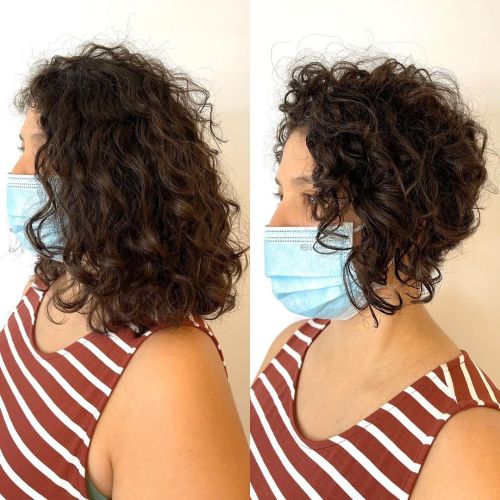 Angular Inverted Bob with Undercut Inverted Bob for Curly Hair