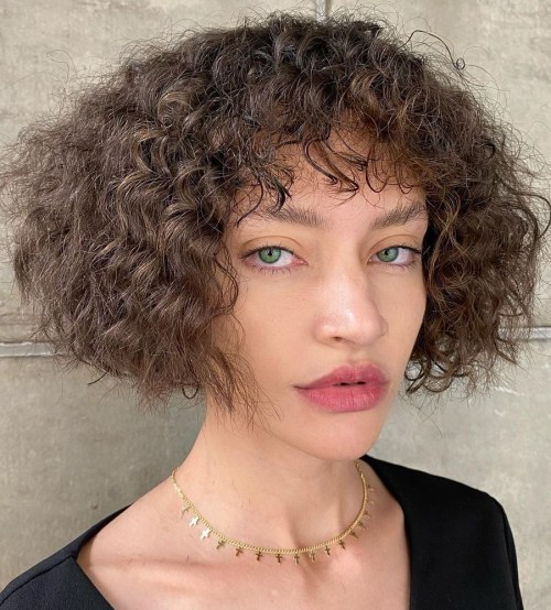 Messy Waves with Bangs Messy Bob with Curly Bangs