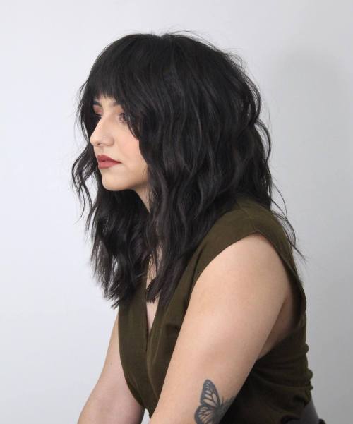 Midi to Long Wavy Wolf Cut for Thick Hair