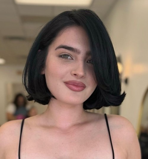 Straight Black Bob with a Flip