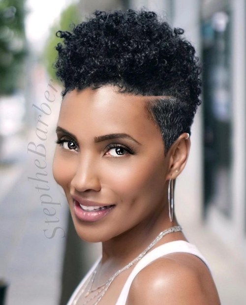 Tapered Cut on Tight Natural Curls Dark Faux Hawk for Natural Curls