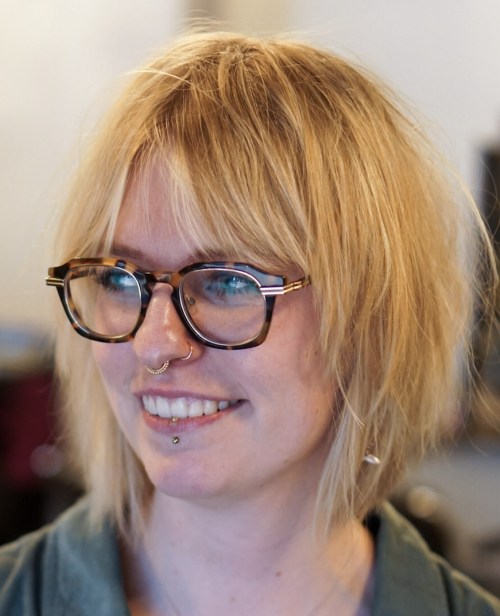 Tousled Wispy Honey Blonde Bob