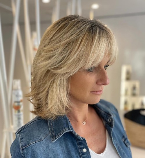 Age Defying Feathered Blonde Midi Shag