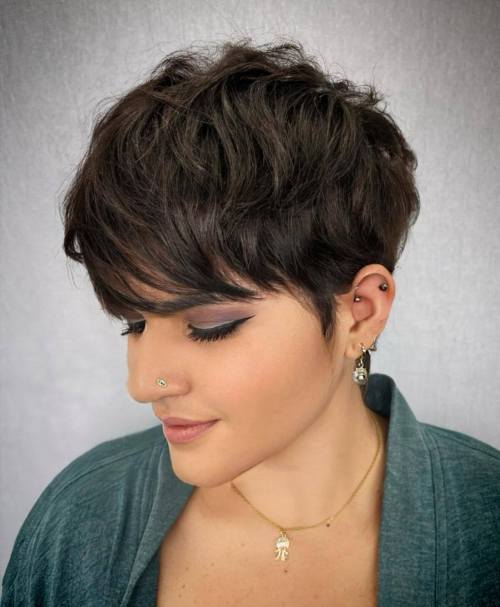 Brunette Choppy Pixie Crop