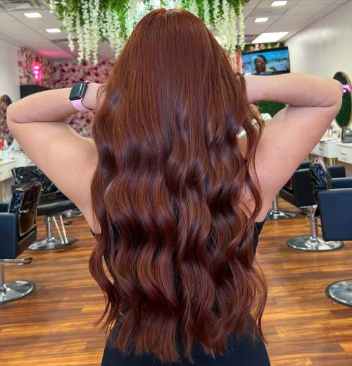 Glossy Dimensional Auburn Waves with Lowlights
