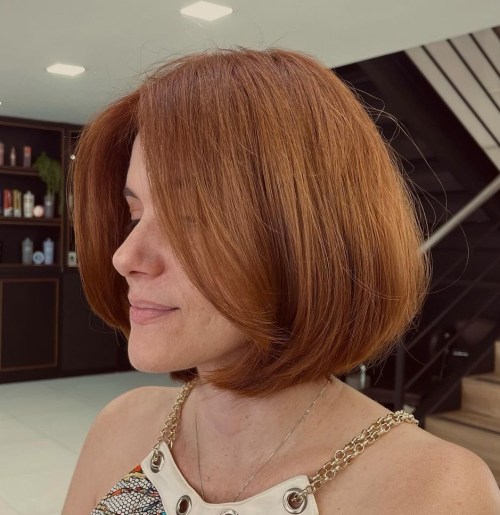 Face Framing A Line Copper Red Bob