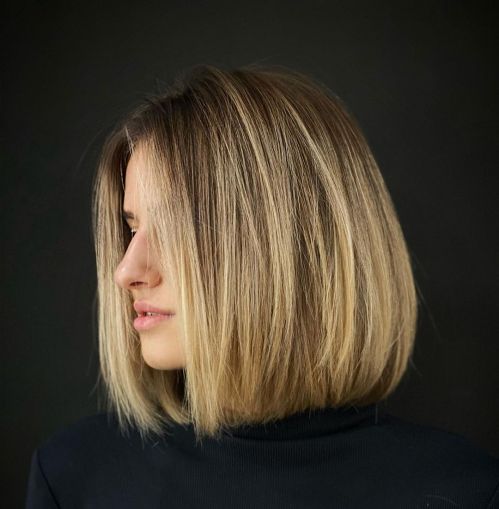 Collarbone Bob with Luminous Bronde Balayage