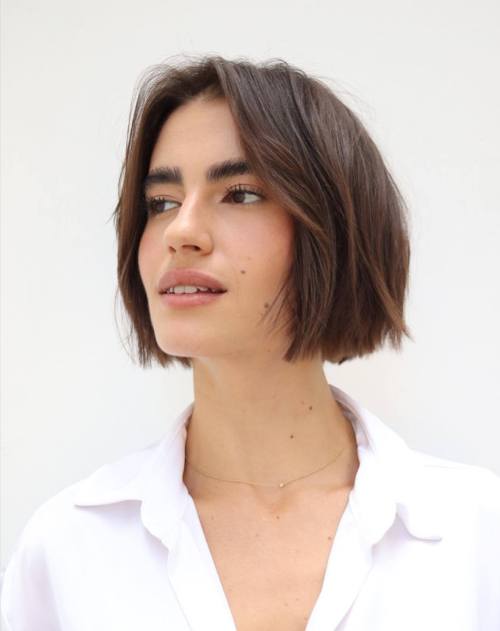 No Bangs Short Chocolate Bob