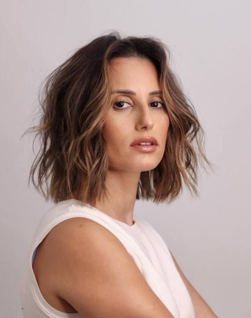 Sun Kissed Brown Choppy Face Framing Bob