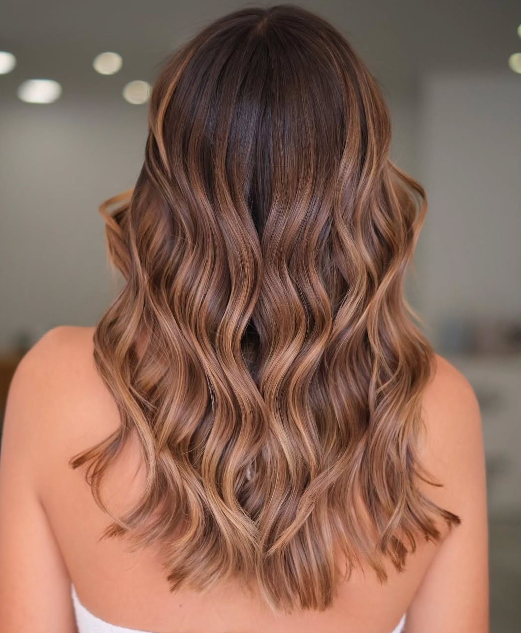 Caramel Balayage for Dark Hair