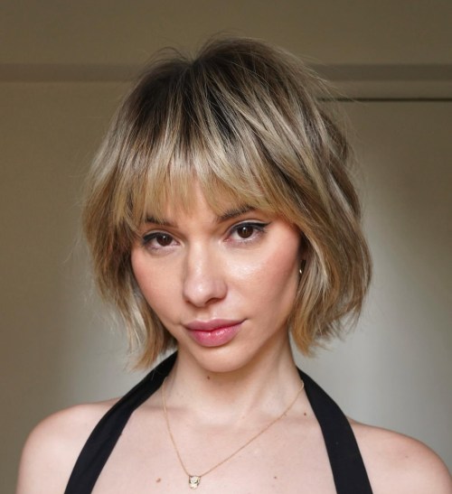 Choppy Wispy Sandy Blonde Bob Crop