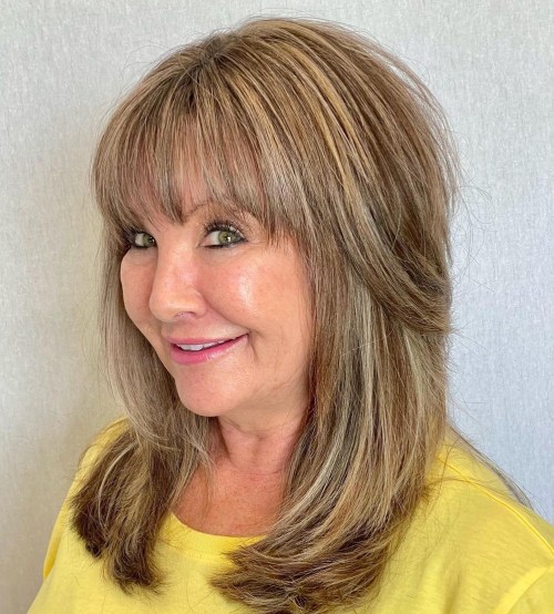 Below the Shoulders Layered Hairstyle with Bangs