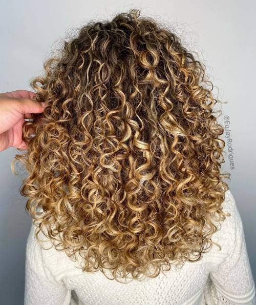 Mid-Back Golden Blonde Style with Defined Curls