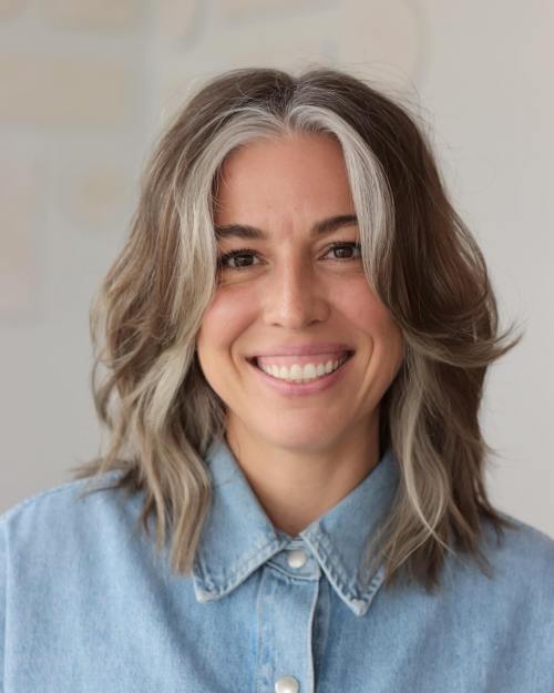 Choppy Brown Bob with Silver Money Piece