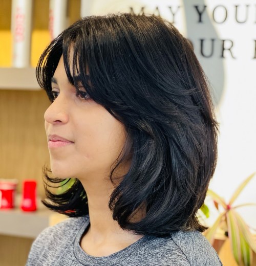 Thick Hair Face Framing Lob Haircut