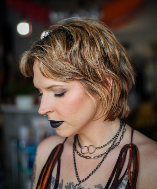 Patchy Layered Shullet Hairstyle